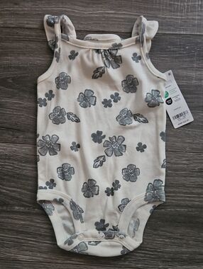 Carter's Cream Floral Ruffle Strap Baby Bodysuit